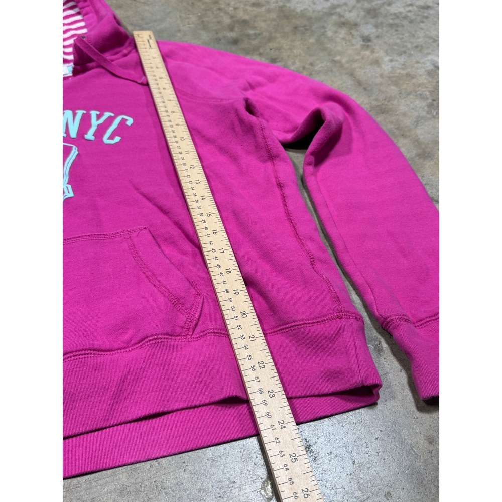 Aeropostale Hoodie Women L‎ Pink Aero NYC 87 Pullover Striped Hood Y2K - Picture 7 of 11